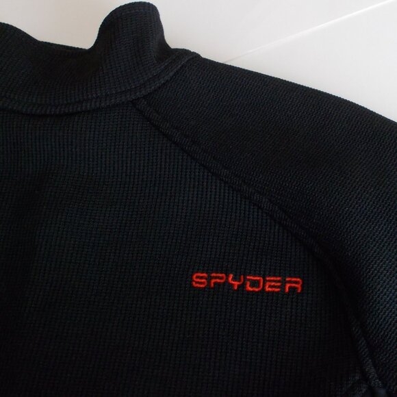 SPYDER Men's Black Fleece lined Pullover Sweater 1/4 zip Size XL - Picture 6 of 14